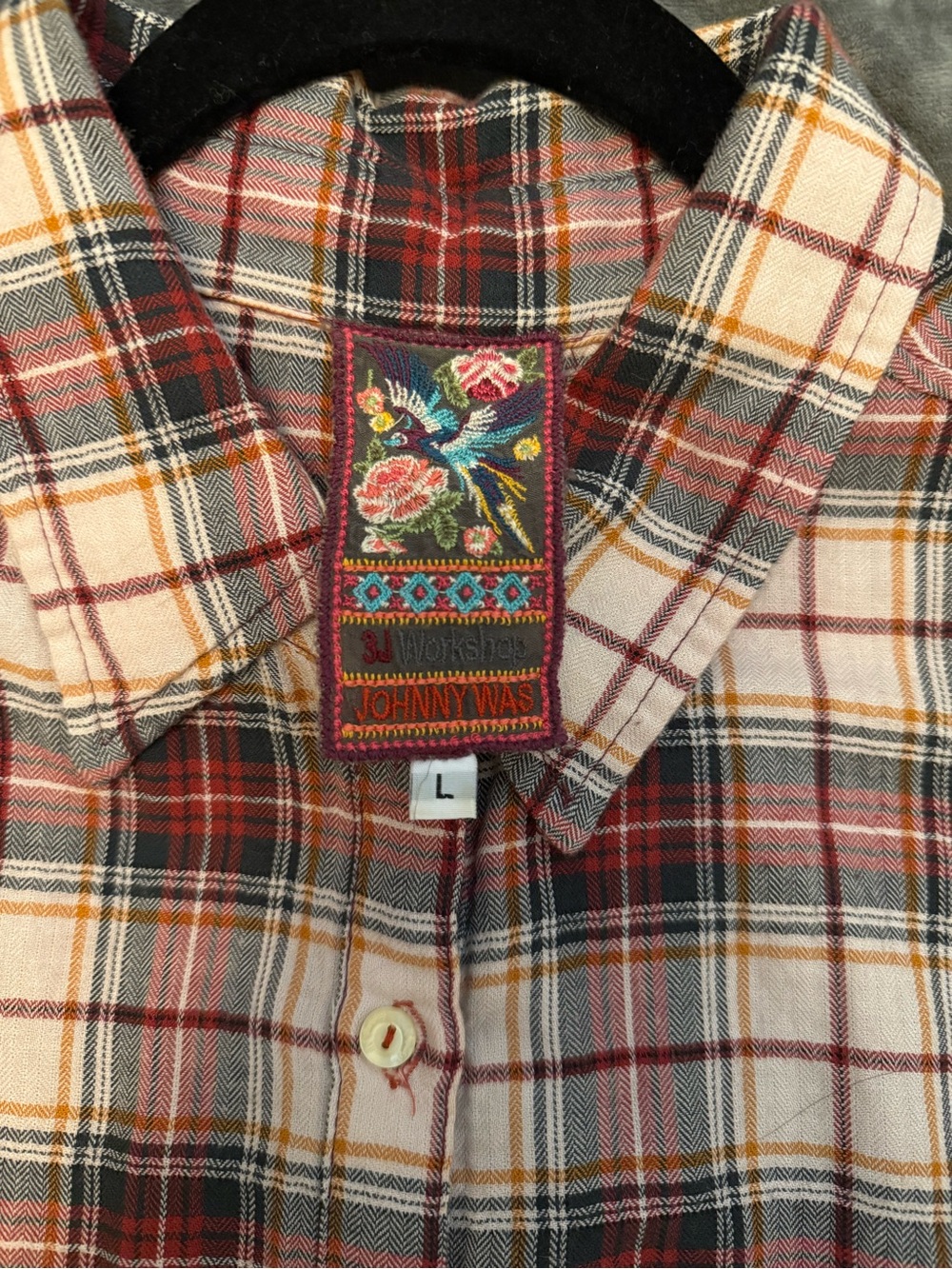Johnny Was 3J Workshop Flannel/Velvet Blouse NWOT - Picture 5 of 8